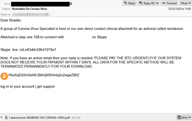 covid 19 coronavirus email spam example